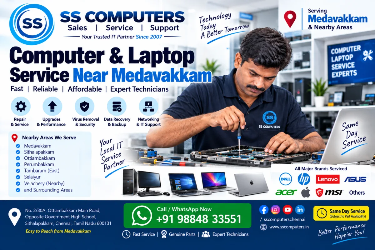 Computer & Laptop Service Near Medavakkam – How to Choose a Reliable Service Center