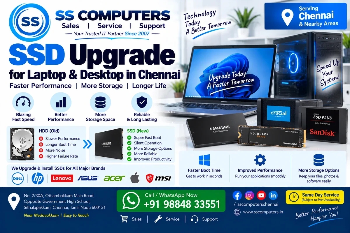 SSD Upgrade for Laptop & Desktop in Chennai – Is It Worth Upgrading?